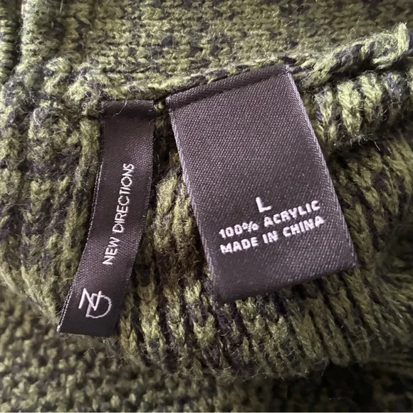 New Directions Olive and Black Marled Knit Dress with Shawl Size L - Picture 8 of 8